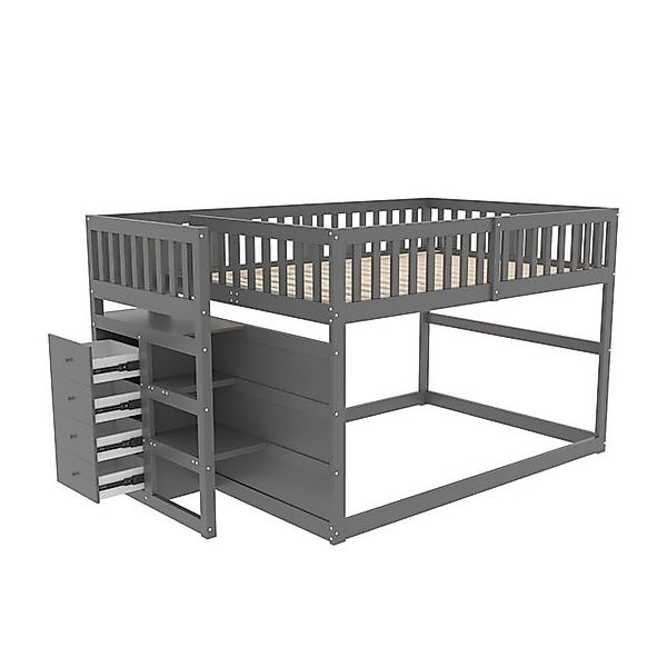 HAUSS SPOLE Etagenbett 140x200 cm, Niedriges -Etagenbett mit Staufach, hohe günstig online kaufen