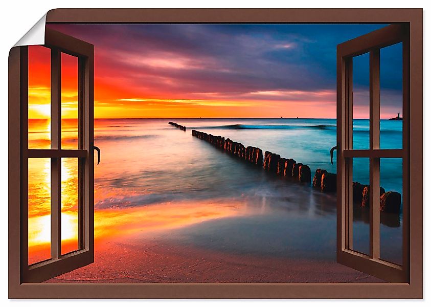 Artland Wandbild "Fensterblick Ostsee mit Sonnenaufgang", Fensterblick, (1 günstig online kaufen