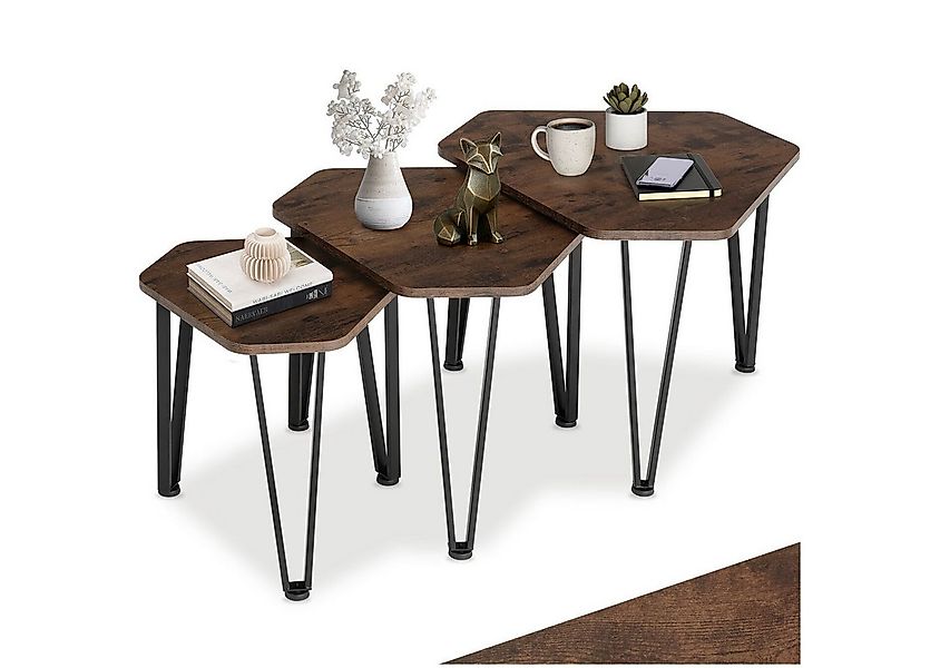 tectake Beistelltisch Torquay (1-St., 1 tlg), Dreiteiliges Beistelltisch-Se günstig online kaufen