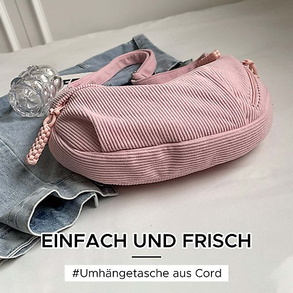 Refttenw Umhängetasche Halbmond Crossbody Bag Cord Hobo Tasche mit Reißvers günstig online kaufen
