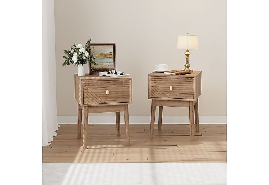 REDOM Nachttisch Kommode,Nightstand (Mid-Century Modern Nussbaum Nachttisch günstig online kaufen