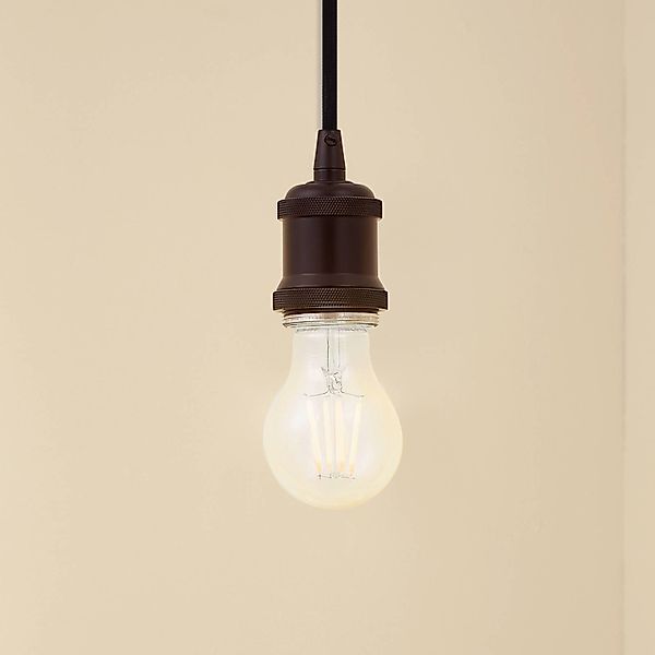 Lindby Pendelleuchte Hattie, schwarz, Ø 5 cm, Metall, E27 günstig online kaufen