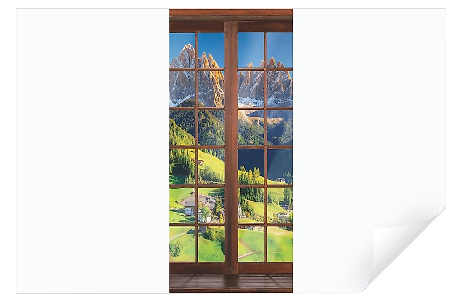 Wallarena Türtapete Selbstklebend Fenster Wald Berge günstig online kaufen