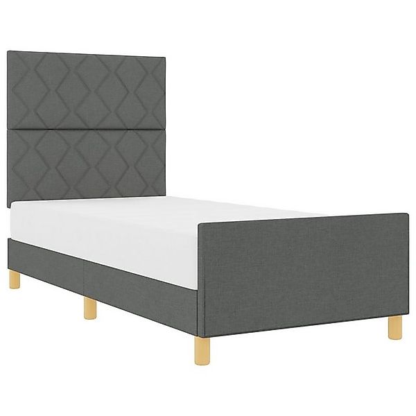 vidaXL Bett Bettgestell Dunkelgrau 90x190 cm aus Stoff (1-tlg) günstig online kaufen