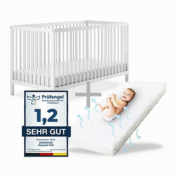 Ehrenkind Babybett PUR inkl. Matratze aus massivem Buchenholz, Gitterbett, günstig online kaufen