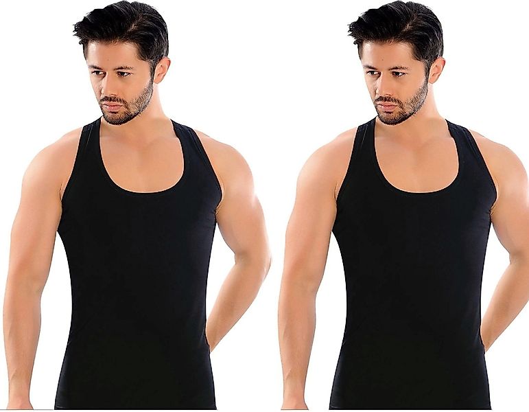 DDOnlineShop Unterhemd Tank-Top Achselshirt Herren Weiß-Schwarz günstig online kaufen