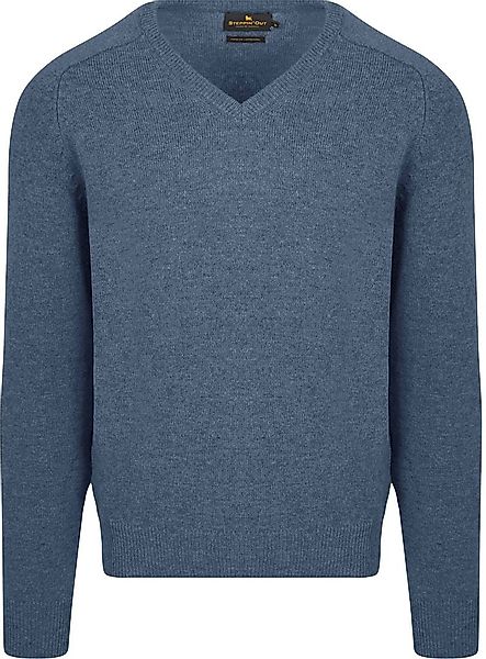 Steppin' Out Pullover V-Ausschnitt Lammwolle Mid Blau - Größe 3XL günstig online kaufen