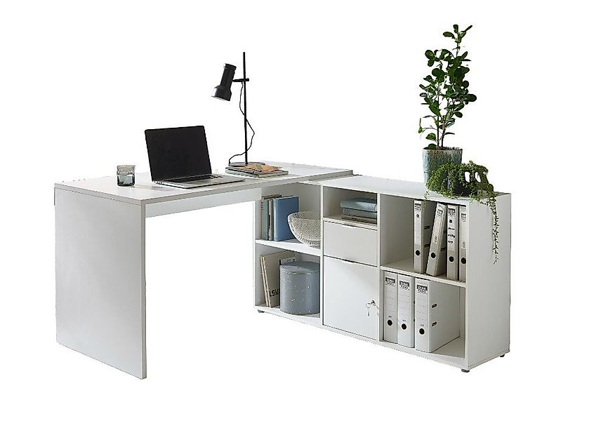 BMG Möbel Eckschreibtisch Lena (mit abschließbarer Tür, Computertisch, Wink günstig online kaufen