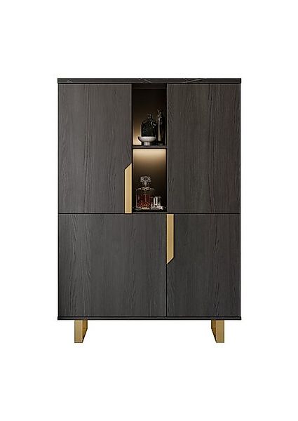 Interdesign24 Vitrine Orion (2-Türig mit goldfarbenen Griffen, in dunkler R günstig online kaufen