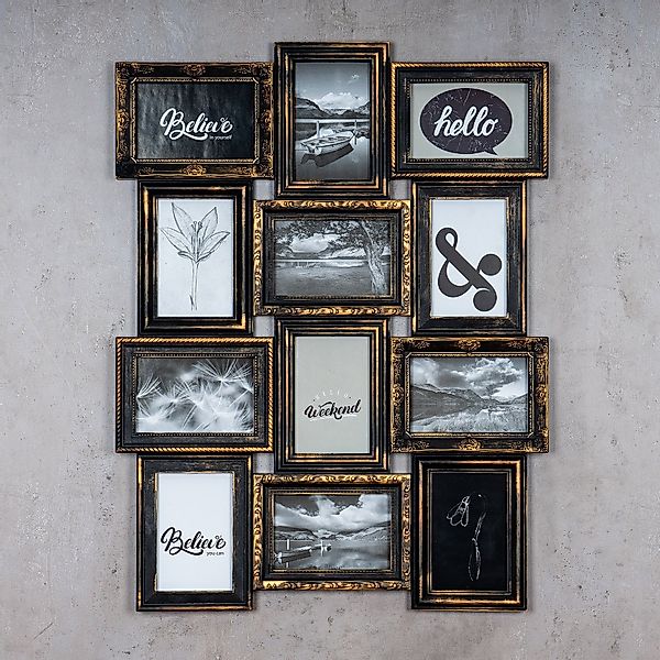 Levandeo® Bilderrahmen Collage, Bilderrahmen Schwarz Kupfer günstig online kaufen