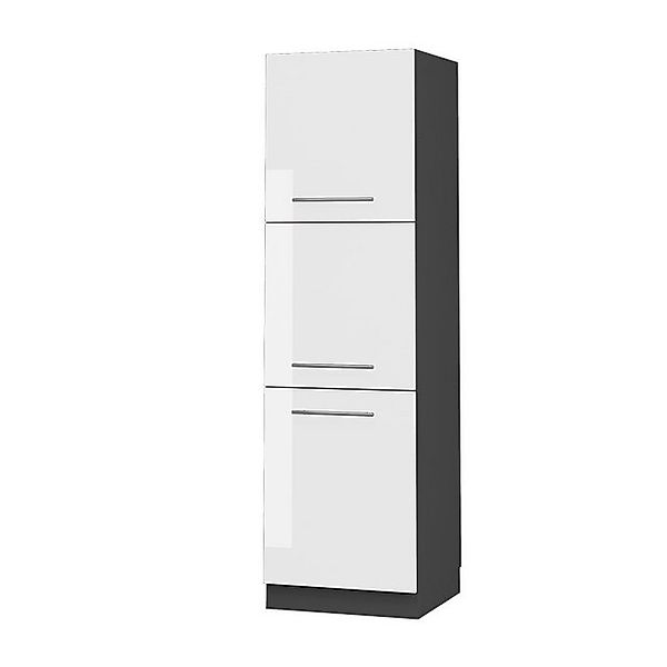 Vicco Herdumbauschrank Fame-Line Herdschrank Weiß Hochglanz/Anthrazit 60 cm günstig online kaufen
