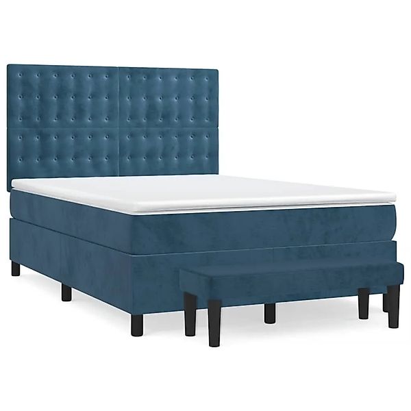 vidaXL Boxspringbett mit Matratze Dunkelblau 140x200 cm Samt 3138089 günstig online kaufen