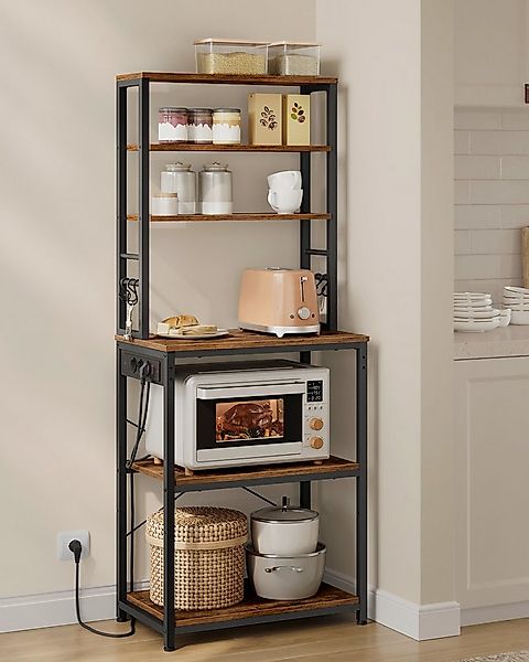 VASAGLE Standregal, mit Steckdosen und 6 Haken, für Mikrowelle, Stahlrahmen günstig online kaufen