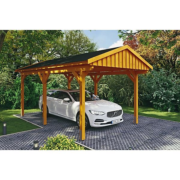 Skanholz Einzelcarport »Fichtelberg« hellbraun mit schwarzen Schindeln günstig online kaufen