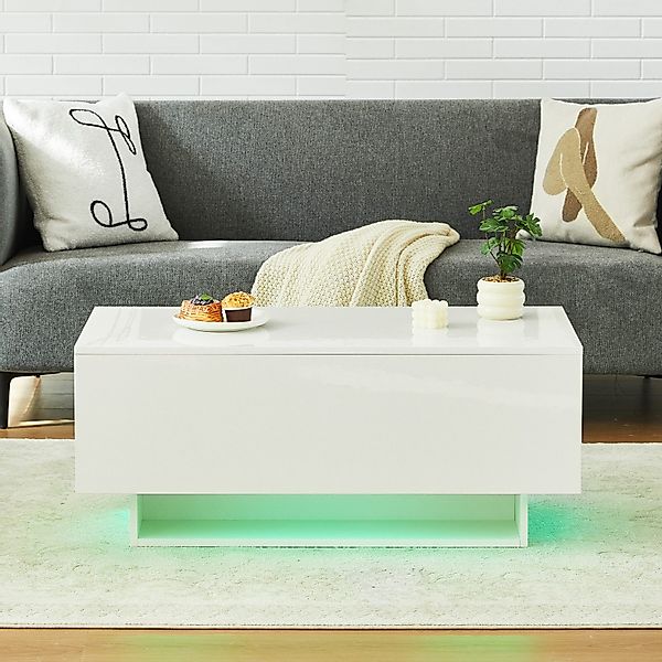 Ofcasa Couchtisch 100x50x42cm Sofatisch, Hochglanz Wohnzimmertisch günstig online kaufen