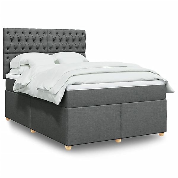 vidaXL Boxspringbett mit Matratze Dunkelgrau 140x200 cm Stoff 3293611 günstig online kaufen