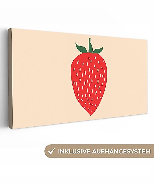 OneMillionCanvasses® Leinwandbild Panorama Erdbeere - Rot günstig online kaufen