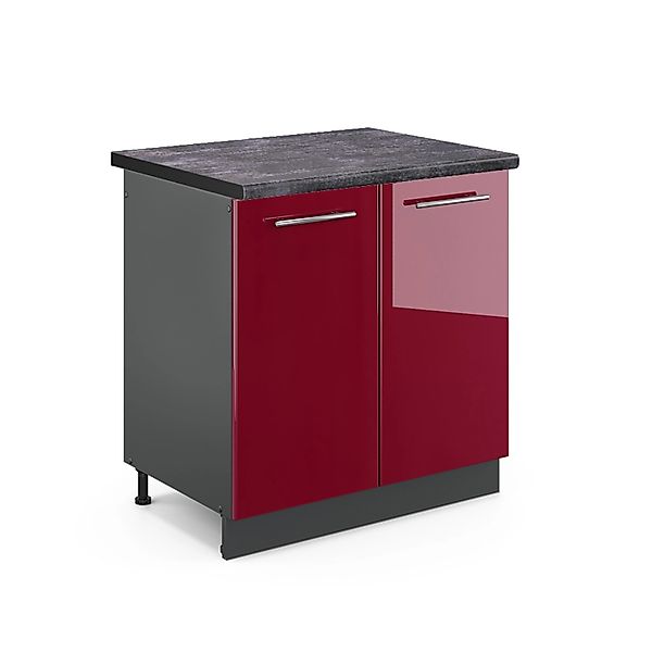 Vicco Spülenunterschrank Fame-Line Bordeaux Hochglanz/Anthrazit 80 cm AP An günstig online kaufen