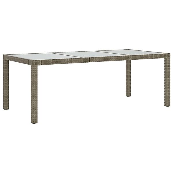 vidaXL Gartentisch Grau 190x90x75 cm Hartglas und Poly Rattan 316714 günstig online kaufen