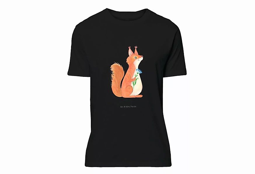 Mr. & Mrs. Panda T-Shirt Eichhörnchen Blume - Schwarz - Geschenk, Geburstag günstig online kaufen