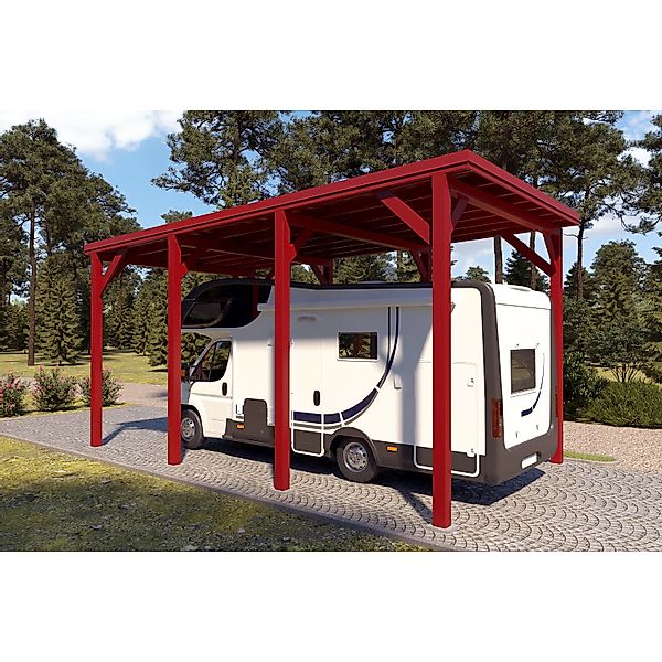 Holzbrüder Camping-Carport Ralf 28m² Oxidrot-Rot günstig online kaufen