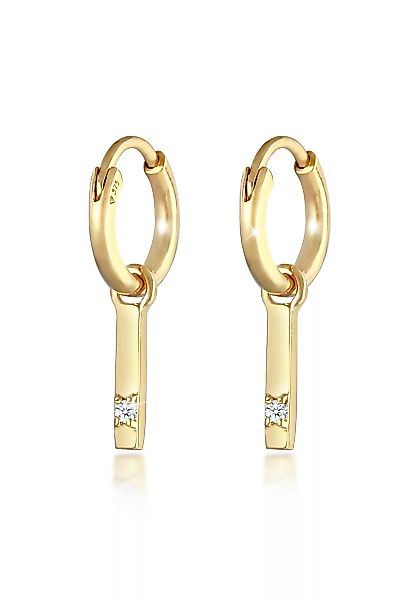 Elli DIAMONDS Paar Creolen "Creolen Hänger Barren Diamant 0,03 ct 375 Gelbg günstig online kaufen