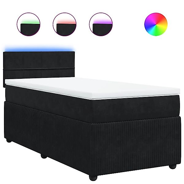 vidaXL Boxspringbett mit Matratze Schwarz 80x200 cm Samt 3289892 günstig online kaufen