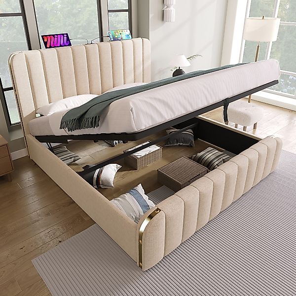 STILVORA Polsterbett Bettgestell 140×200 gepolsterte Kopfteil günstig online kaufen