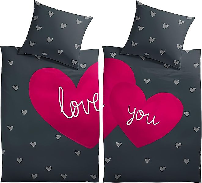 One Home Bettwäsche Herzen, Mikrofaser, 4 günstig online kaufen
