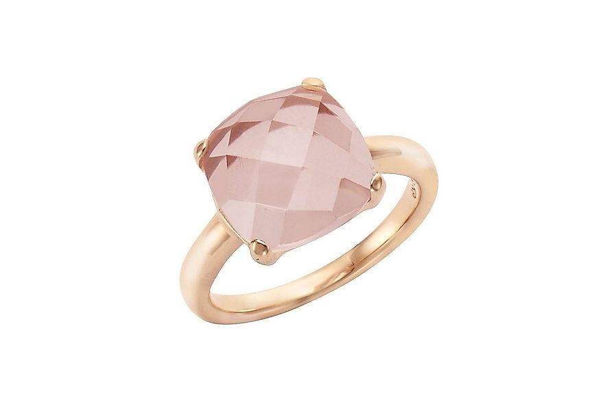 Jamelli Fingerring Silber 925 rosé-vergoldet mit echtem Rosenquarz 12mm günstig online kaufen