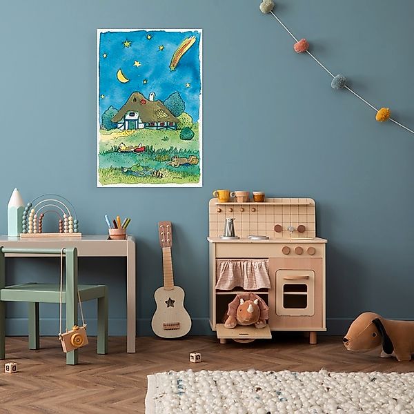 LuckyLinde Leinwandbild »Der kleine Tiger und der kleine Bär bei Nacht«, Ti günstig online kaufen