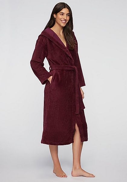 LASCANA Bademantel, Midilänge, Baumwolle, Kapuze, Gürtel günstig online kaufen