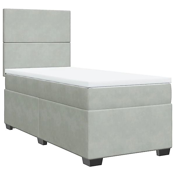 vidaXL Boxspringbett mit Matratze Hellgrau 80x200 cm Samt2107132 günstig online kaufen