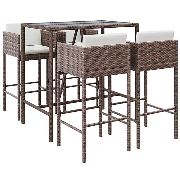 vidaXL 5-tlg Gartenbar-Set mit Kissen Braun Poly Rattan Modell 1 günstig online kaufen