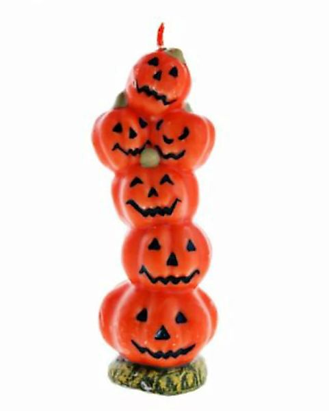 Halloween Kerze mit Kürbis Stapel 19 cm Partydeko orange günstig online kaufen