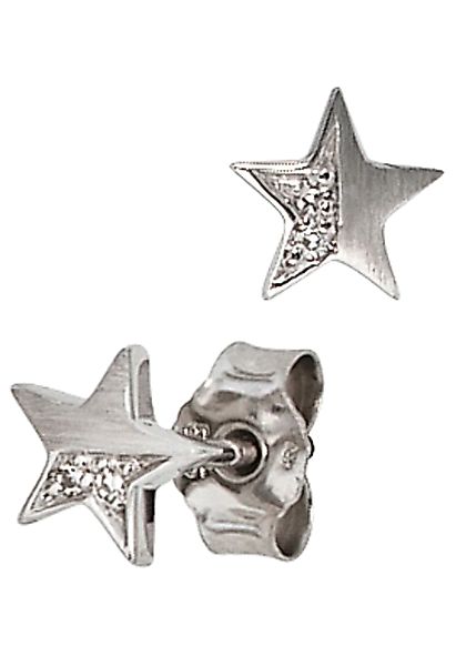JOBO Paar Ohrstecker "Ohrringe Stern", 585 Weißgold mit 4 Diamanten günstig online kaufen