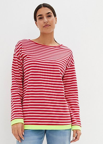 bonprix Langarmshirt lässig geschnittene Passform, aus Baumwolle, Casual St günstig online kaufen