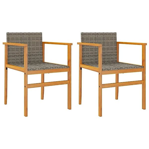vidaXL Gartenstühle 2 Stk Grau Poly Rattan und Massivholz 368709 günstig online kaufen