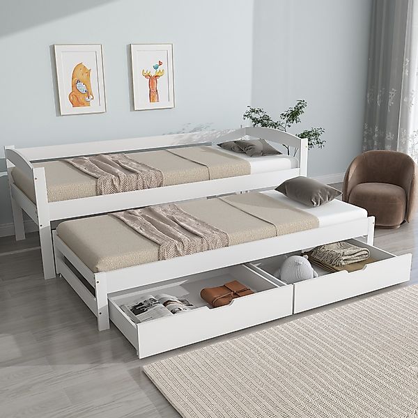 TavilaEcon Stapelbett mit 2 MDF-Schubladen, Schiebebett günstig online kaufen