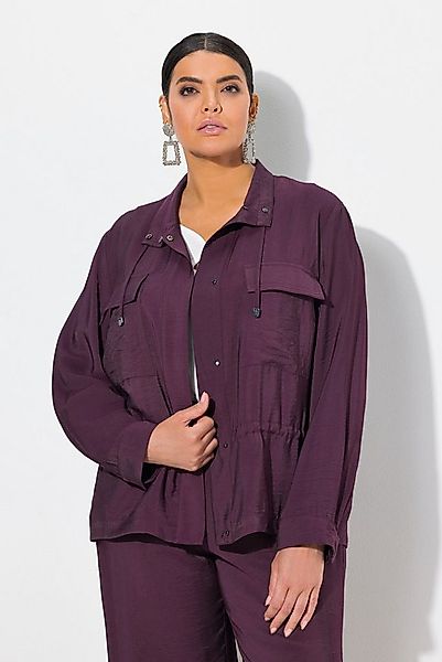 Ulla Popken Sommerjacke Jacke gehämmert Tunnelzug Stehkragen Langarm günstig online kaufen