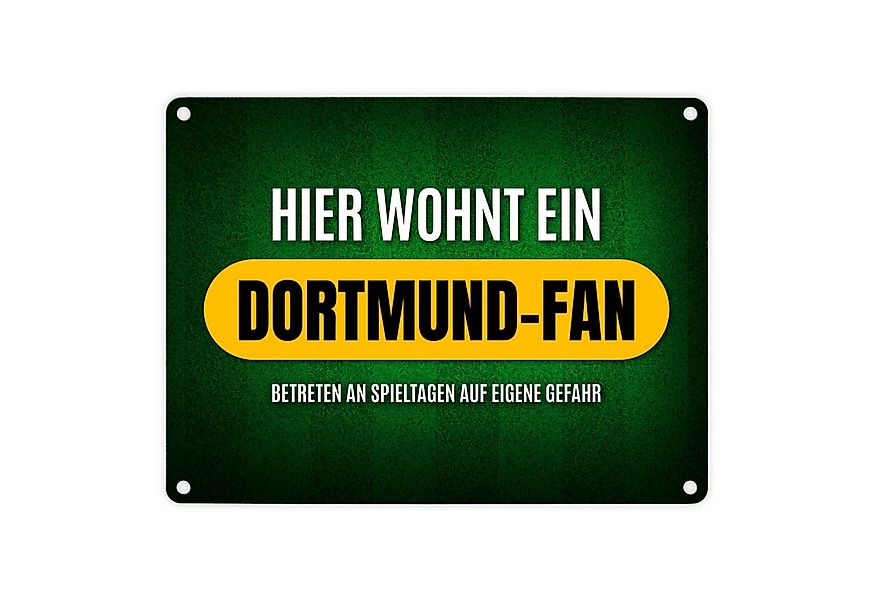 speecheese Metallschild Hier wohnt ein Dortmund Fan Metallschild mit Rasen günstig online kaufen