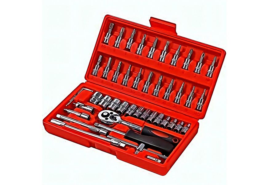 P & K Werkzeugset 46-teiliges Knarrenkasten-Set mit Knarre und Steckschlüss günstig online kaufen
