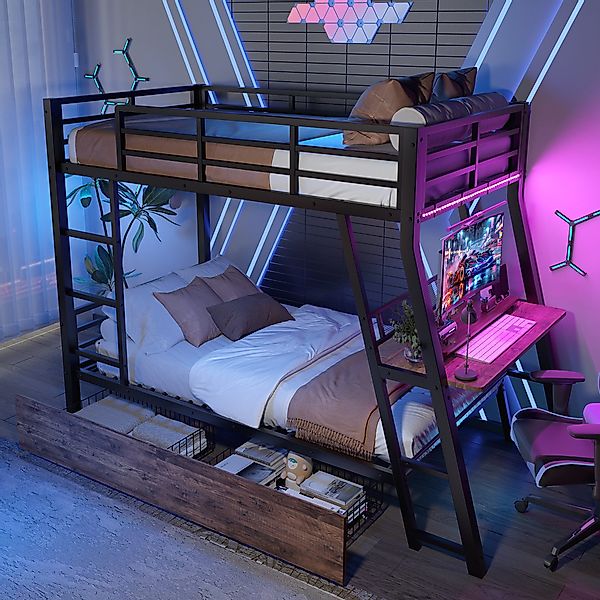TavilaEcon Etagenbett mit Schreibtisch & 2 günstig online kaufen