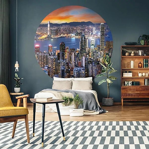 Wallart Fototapete Skyline By Night Rund 142,5 Cm günstig online kaufen
