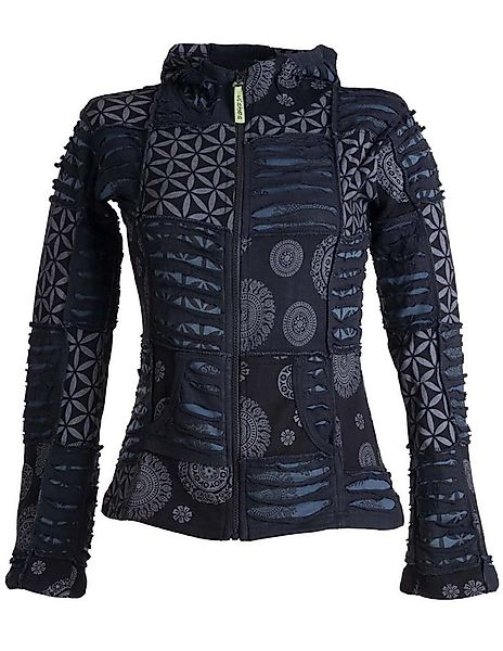 Vishes Kapuzensweatjacke Patchwork und Cutwork Elfenjacke mit Zipfelkapuze günstig online kaufen