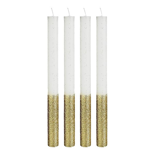 Stabkerze GOLD GLITTER ca.D2,2xH2, weiss günstig online kaufen