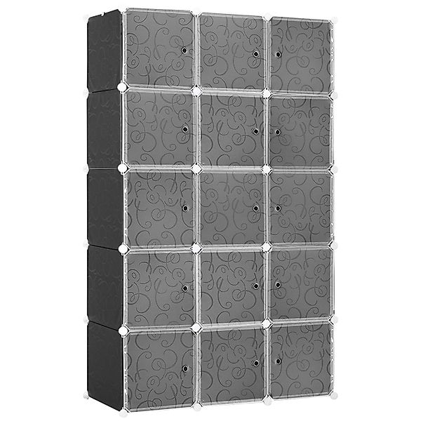 HOMCOM DIY Kleiderschrank Kunststoff Metall Schwarz B111 x T47 x H183 cm günstig online kaufen