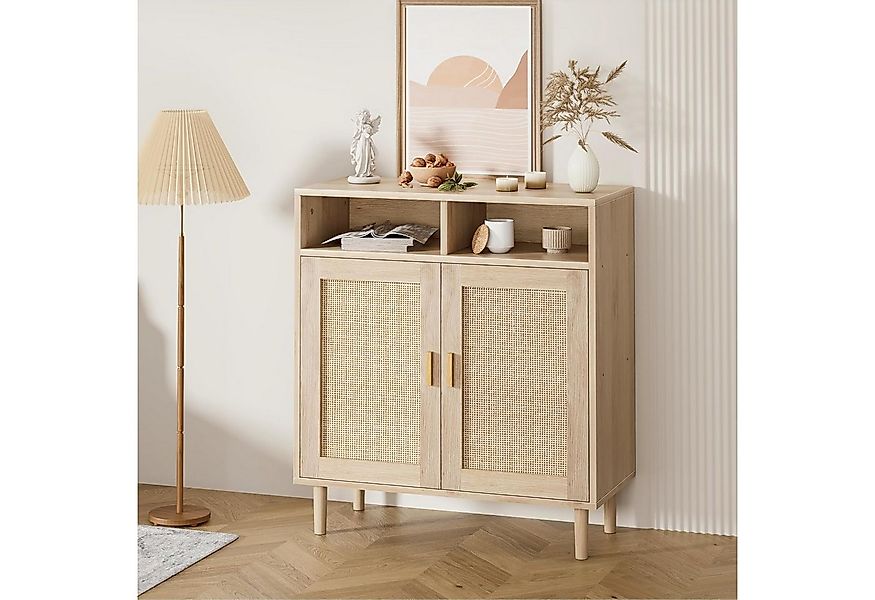 GarveeMore Beistellschrank Buffet Aufbewahrungsschrank Rattan Küchenschrank günstig online kaufen