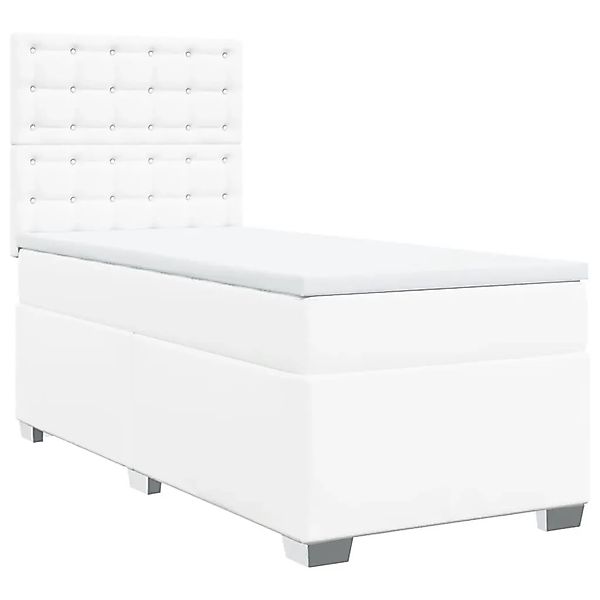 vidaXL Boxspringbett mit Matratze Weiß 100x200 cm Kunstleder 3293009 günstig online kaufen