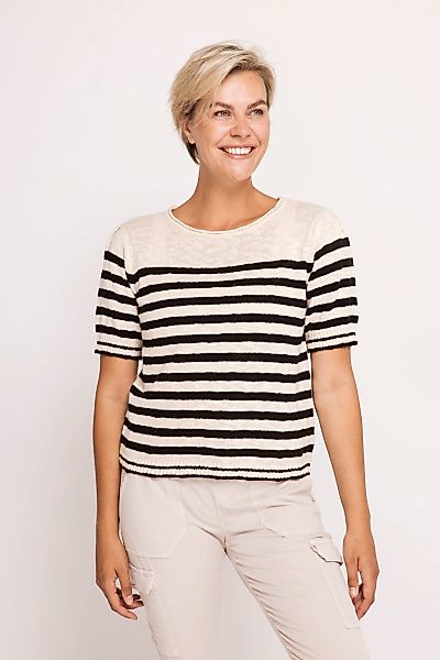 Zhrill Kurzarmpullover "ZHRASTA" in Ringel-Optik, leichter Baumwollstrick günstig online kaufen